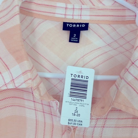 🆕NWT TORRID Lightweight Button Down Plaid Shirt - Picture 5 of 6